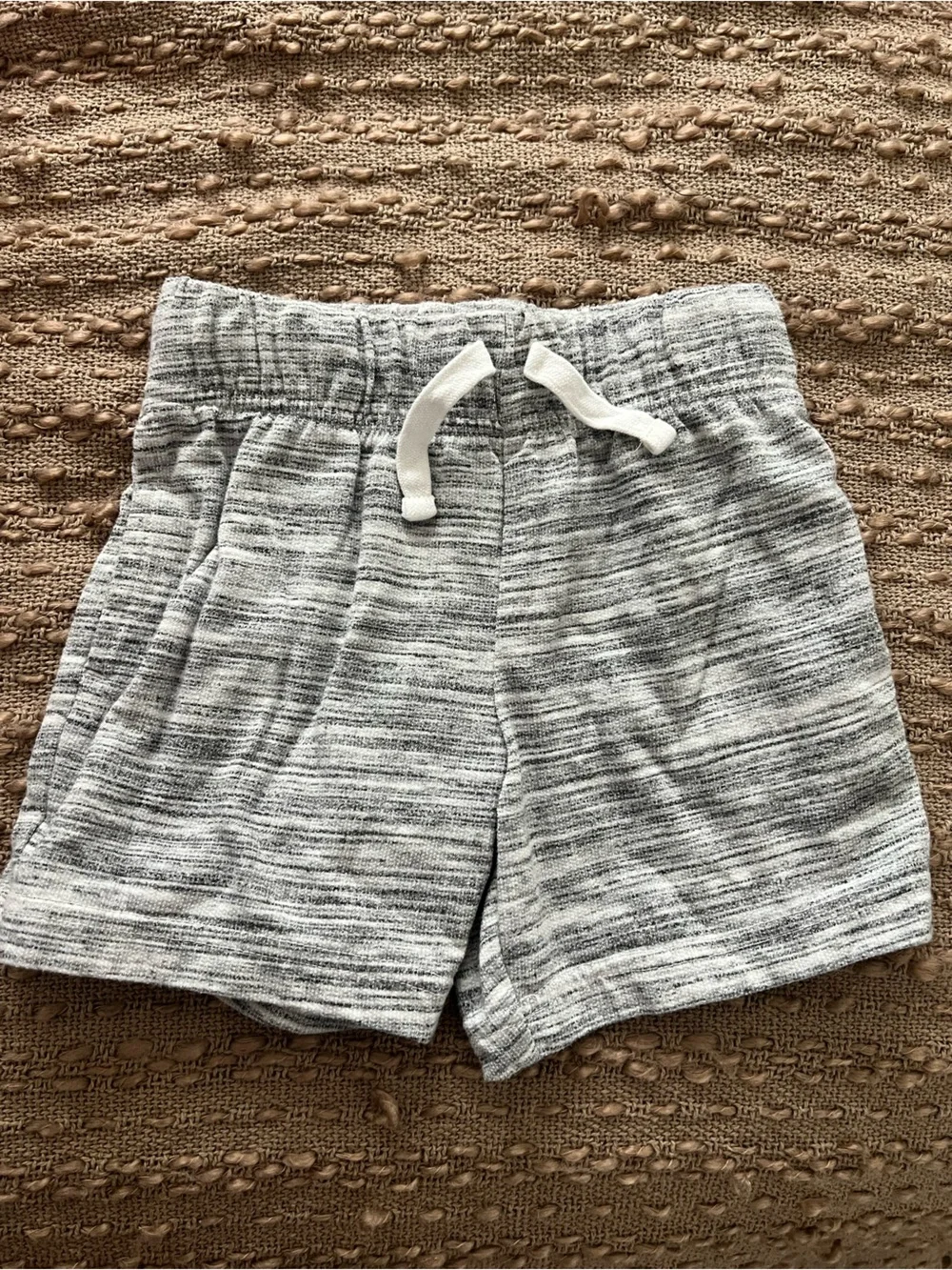 The Children's Place Gray Marled Knit Shorts with White Drawstring